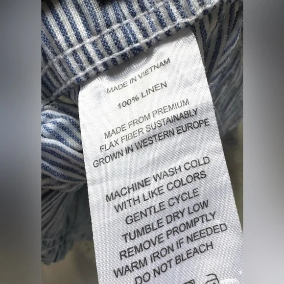 Quince European Linen High Waisted Shorts Womens Size Large Coastal Beach Stripe - Picture 8 of 11